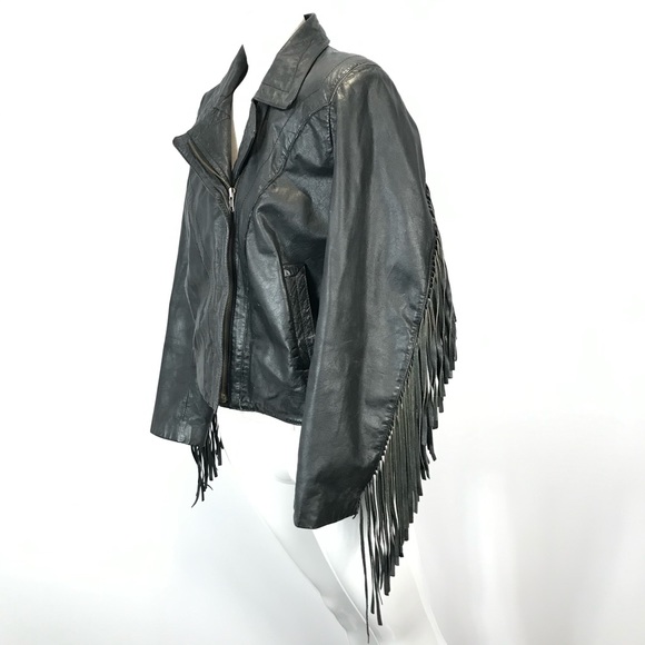 mario delfino Jackets & Blazers - Vintage mario delfino leather jacket fringe crop
